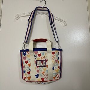 BRIGHTON Red White and You Canvas small crossbody Tote Purse sparkle and shine